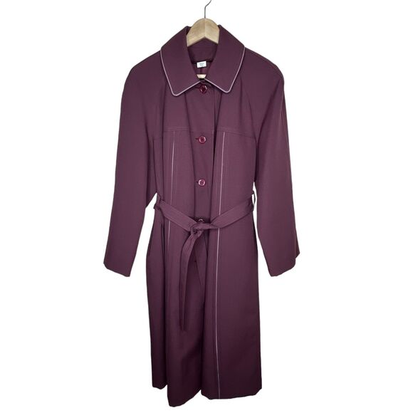 Union Made Jackets & Blazers - Vintage ILGWU Union Made Purple Maroon Wool Lined Long Peacoat 70s Made in USA